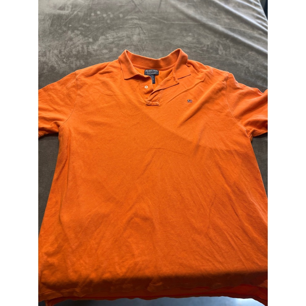 Polo Jeans Co‎ Ralph Lauren Mens XL Orange Short Sleeve Pique Polo Shirt RL Flag